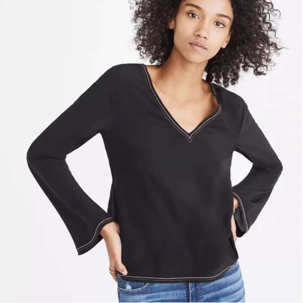 Madewell Silk Stitched Tie-Back Top Size Extra Small